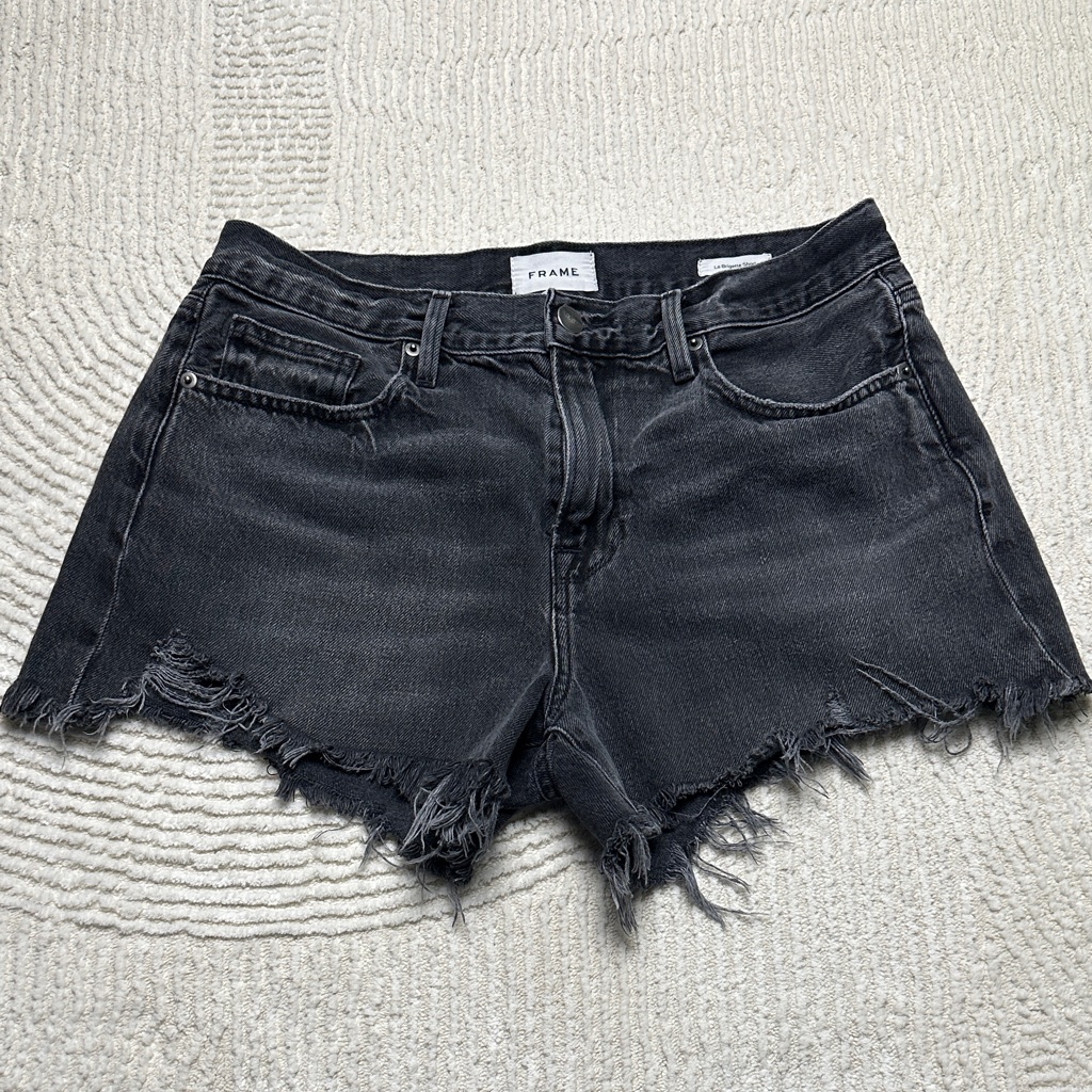 Frame Denim Le Brigette Women's Black Frayed Jean Short 29 Waist